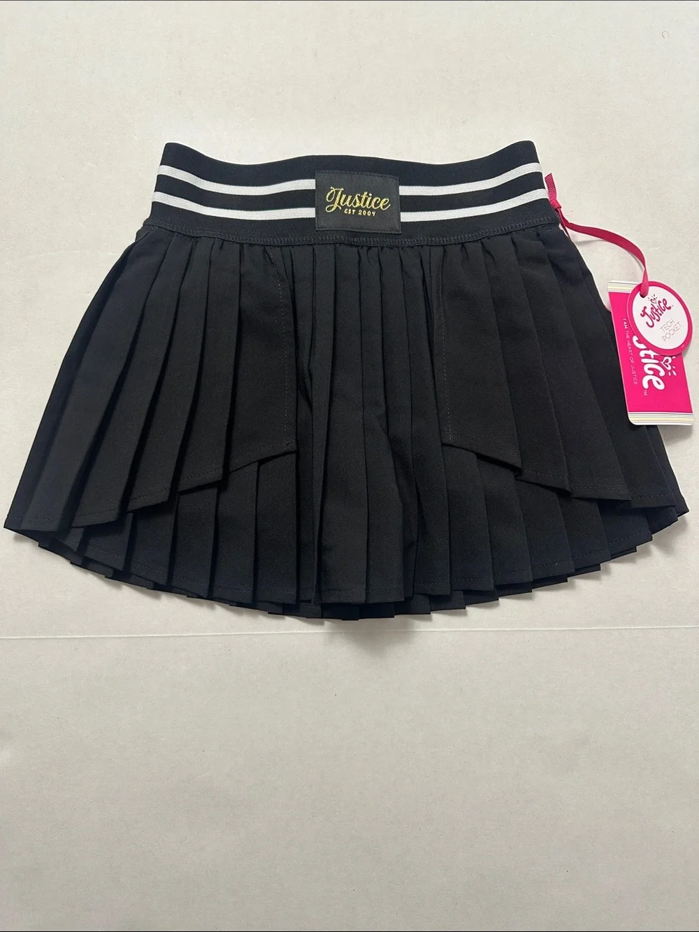 Justice Girls' Pleated Skort Duo - Coral to Hot Pink Ombre & Black